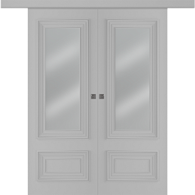 Межкомнатная дверь Палаццо 2 Эмаль светло-серый Купе двойное - фото