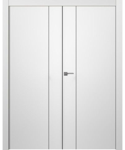 Межкомнатная дверь Avesta 1V Молдинг Хром Эмаль белый Двойная - фото