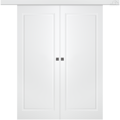 Межкомнатная дверь Кремона 1 Эмаль белый Купе двойное - фото Межкомнатная дверь Кремона 1 Эмаль белый Купе двойное - фото