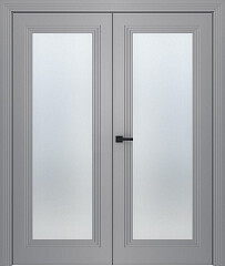 Дв.полотно Пвдощ "Левел 1" Эмаль Светло-Серый 2,0-0,9 Мателюкс Белый Каленый Распашная двойная