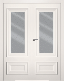 Межкомнатная дверь Палаццо 2 Эмаль жемчуг Двойная - фото