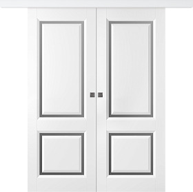 Межкомнатная дверь Платинум 2 Эмаль белый Купе двойное - фото
