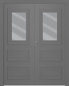 Межкомнатная дверь Палаццо 3/1 Эмаль графит Двойная - фото