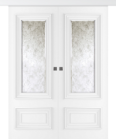 Межкомнатная дверь Палаццо 2 Эмаль белый Купе двойное - фото