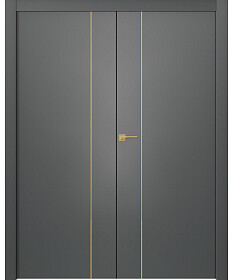 Межкомнатная дверь Avesta 1V Молдинг Золото Эмаль графит Двойная - фото