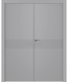 Межкомнатная дверь Ивент 2 Эмаль светло-серый Двойная - фото