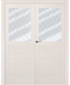 Межкомнатная дверь Инари Эмаль жемчуг Двойная - фото