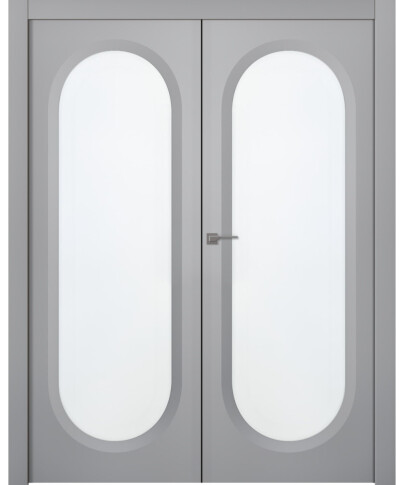 Межкомнатная дверь Аргентум 1B Эмаль светло-серый Двойная - фото
