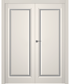Межкомнатная дверь Платинум 1 Эмаль жемчуг Двойная - фото