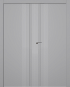 Межкомнатная дверь Слайд Эмаль светло-серый Двойная - фото