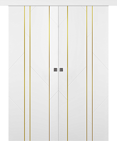 Межкомнатная дверь Флекс 1 Молдинг Золото Эмаль белый Купе двойное - фото