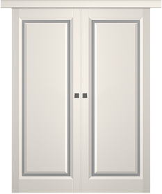 Межкомнатная дверь Платинум 1 Эмаль жемчуг Купе двойное - фото