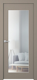 Дв.полотно Пвдощ "Белла 1" Эмаль Мокко 2,0-0,9 Прозрачное Волна Каленое Распашная