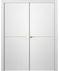 Межкомнатная дверь Avesta 1H Молдинг Золото Эмаль белый Двойная - фото