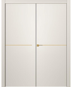 Межкомнатная дверь Avesta 1H Молдинг Золото Эмаль жемчуг Двойная - фото