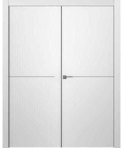 Межкомнатная дверь Avesta 1H Молдинг Хром Эмаль белый Двойная - фото