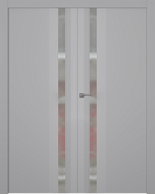 Межкомнатная дверь Слайд Эмаль светло-серый Двойная - фото