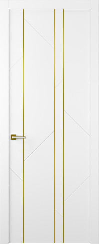 Межкомнатная дверь Флекс 1 Молдинг Золото Эмаль белый - фото