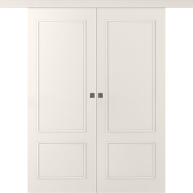 Межкомнатная дверь Ламира 2 Эмаль жемчуг Купе двойное - фото