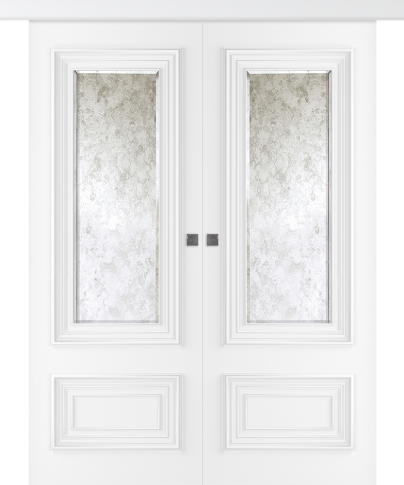 Межкомнатная дверь Палаццо 2 Эмаль белый Купе двойное - фото