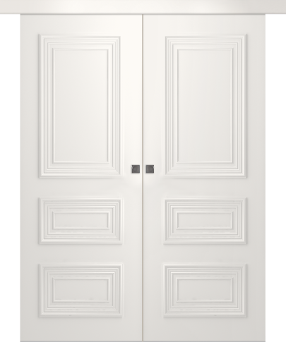 Межкомнатная дверь Палаццо 3/1 Эмаль жемчуг Купе двойное - фото