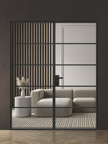 Межкомнатная дверь Спейс Апр 4 Black Двойная - фото