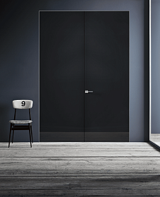 Межкомнатная дверь Спейс Reverse Стекло Лакобель чёрный Двойная - фото